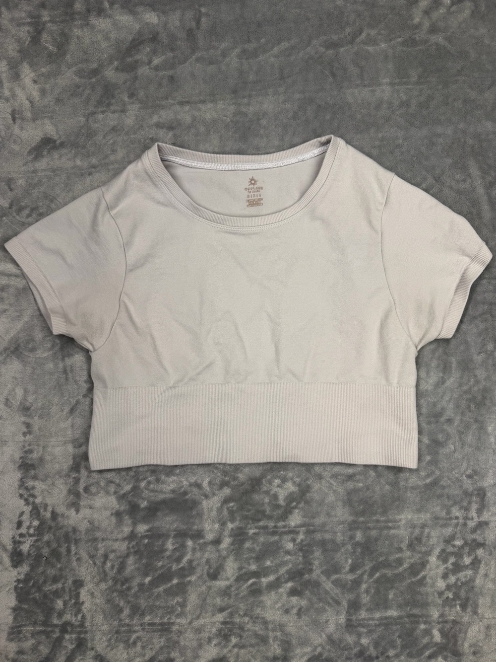 aerie Light Gray Cropped Ribbed Hem Tee